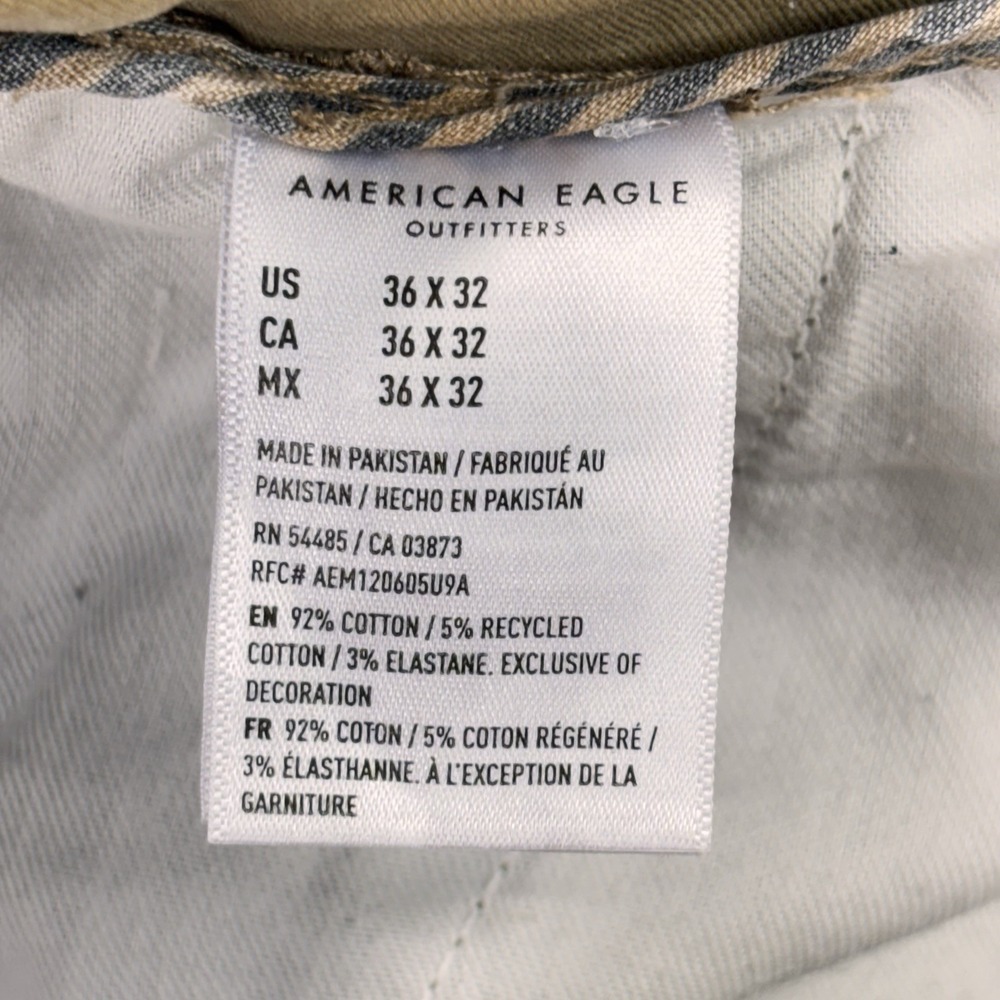 American Eagle Pants Men 36x31 TAG-36x32 Original Straight Flex Beige Workwear - Picture 12 of 13